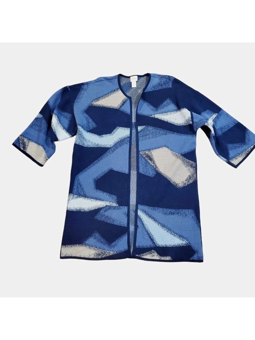 CHICO'S Painted Pattern Pam Abstract Open Front Cardigan